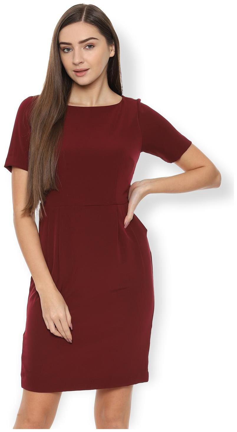 

Van Heusen Maroon Solid Bodycon dress