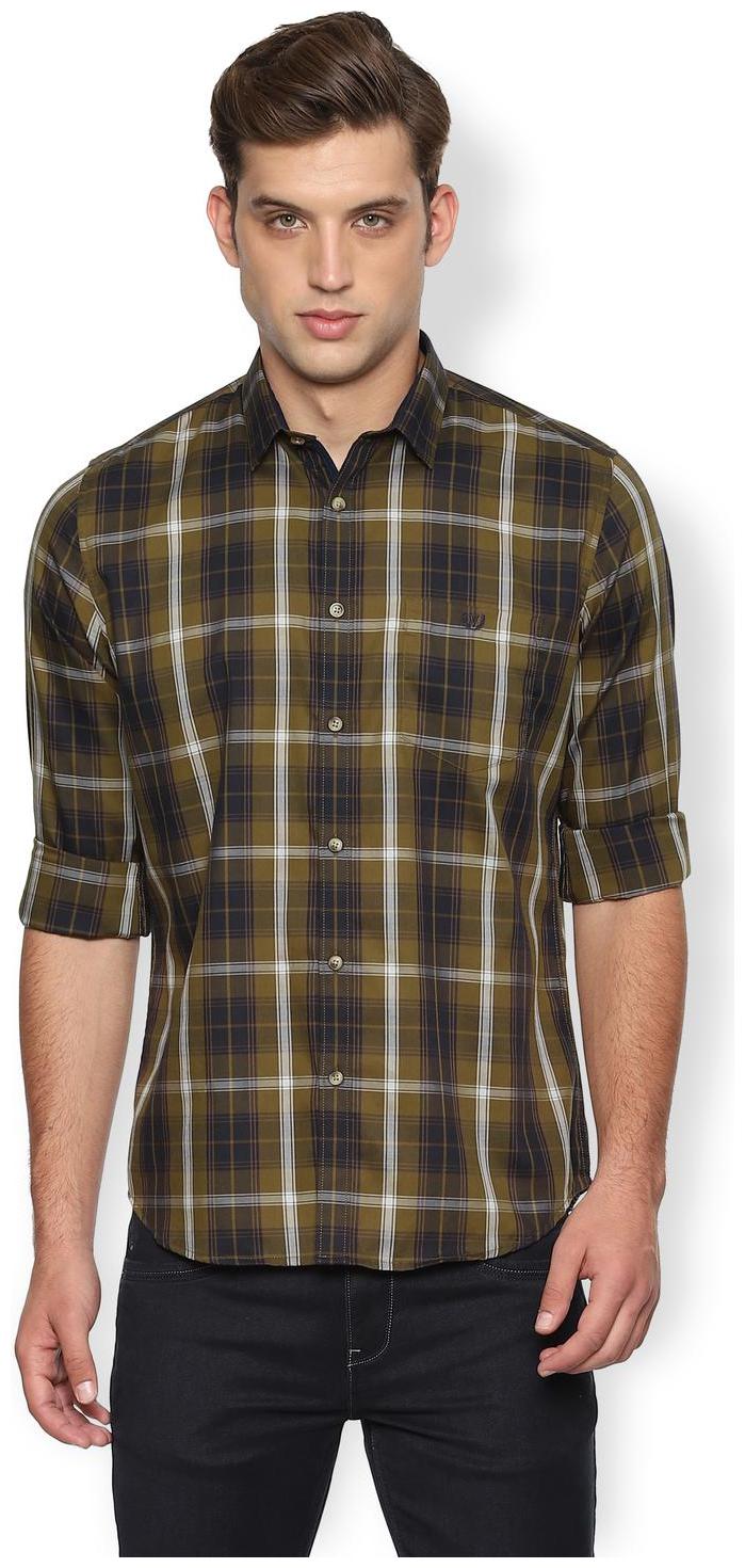 

Van Heusen Men Green Checked Slim Fit Casual Shirt
