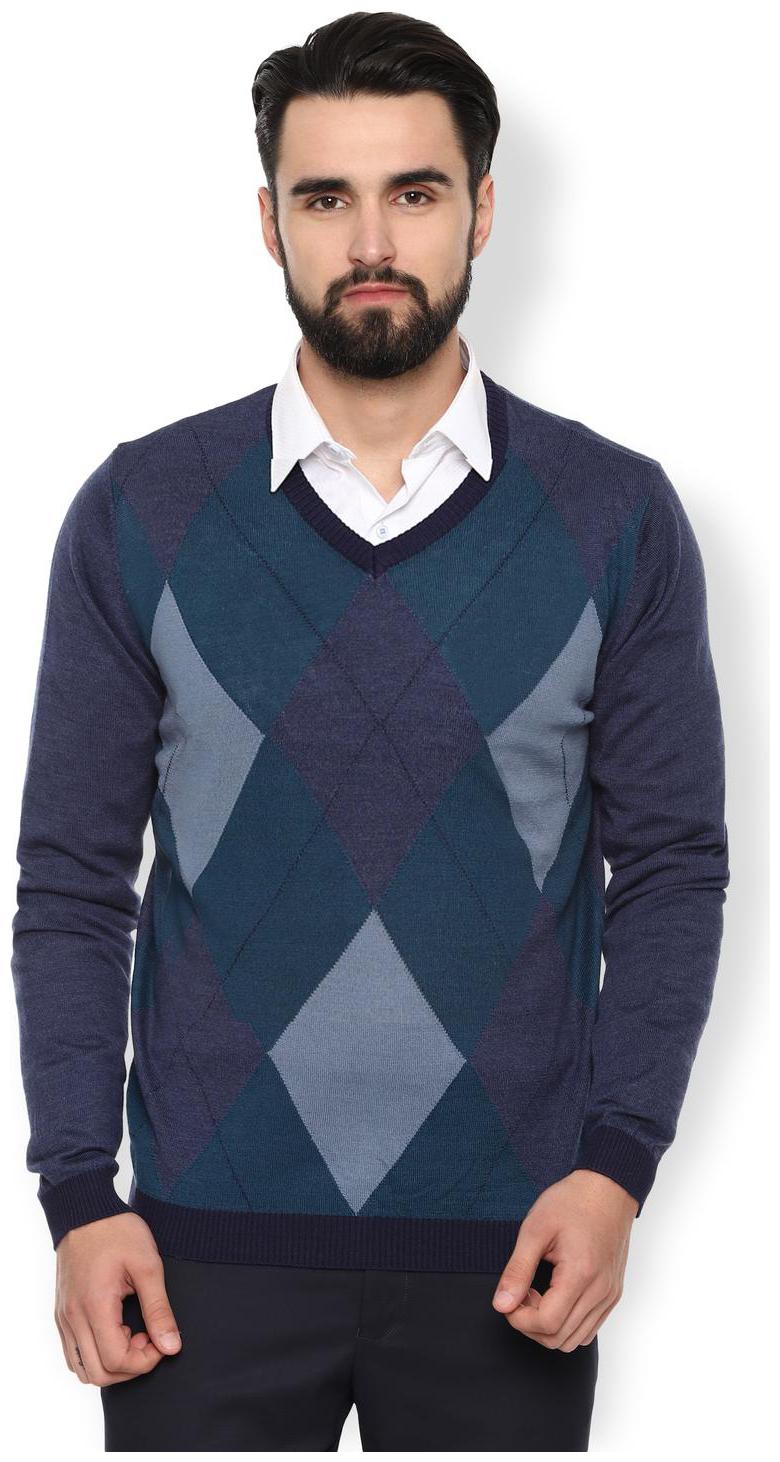 

Van Heusen Men Blue V neck Pullover