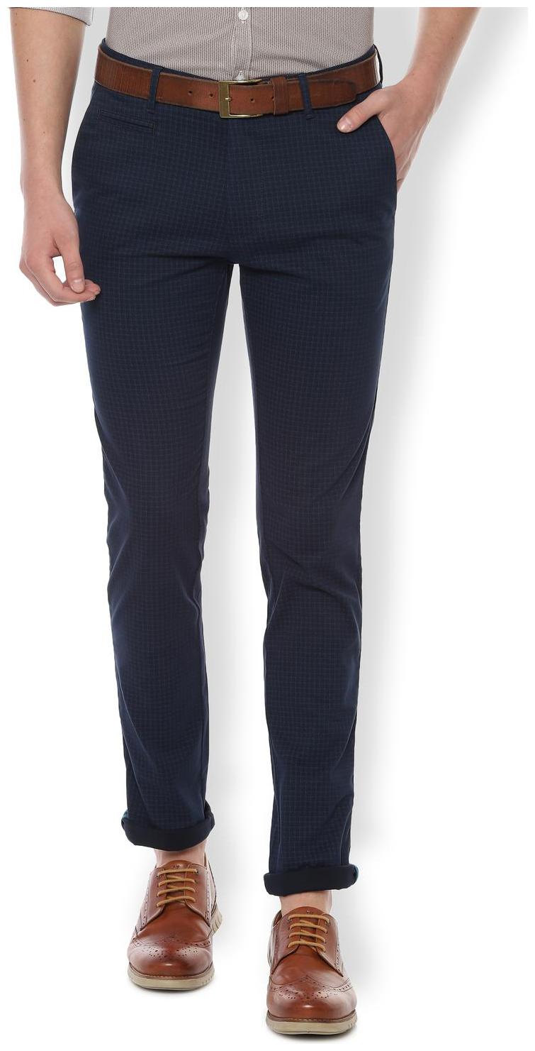 

Van Heusen Men Blue Checked Slim fit Regular trousers