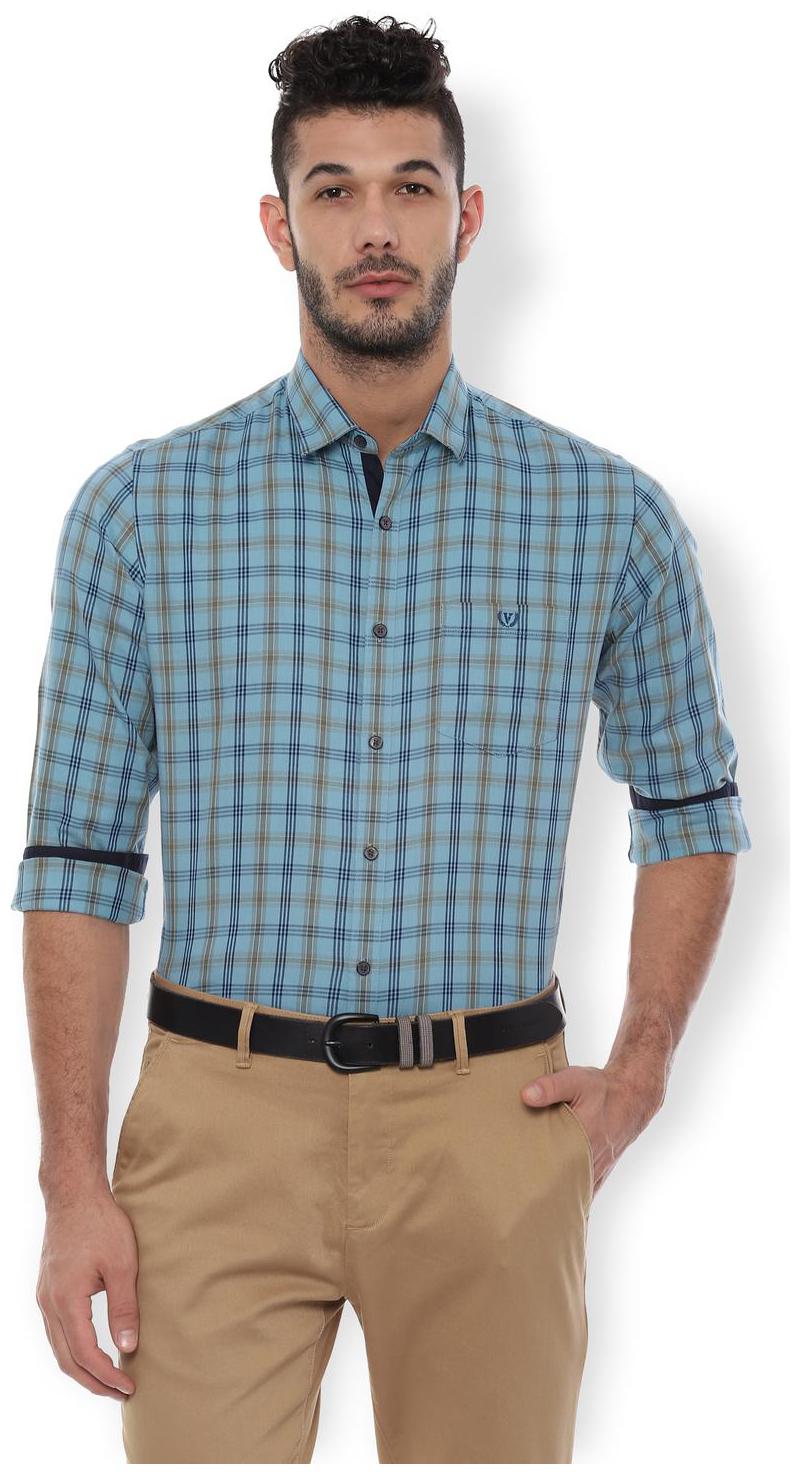 

Van Heusen Men Blue Checked Slim Fit Casual Shirt