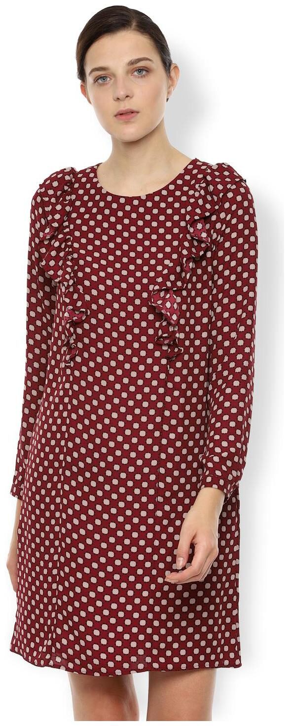 

Van Heusen Maroon Printed A-line dress