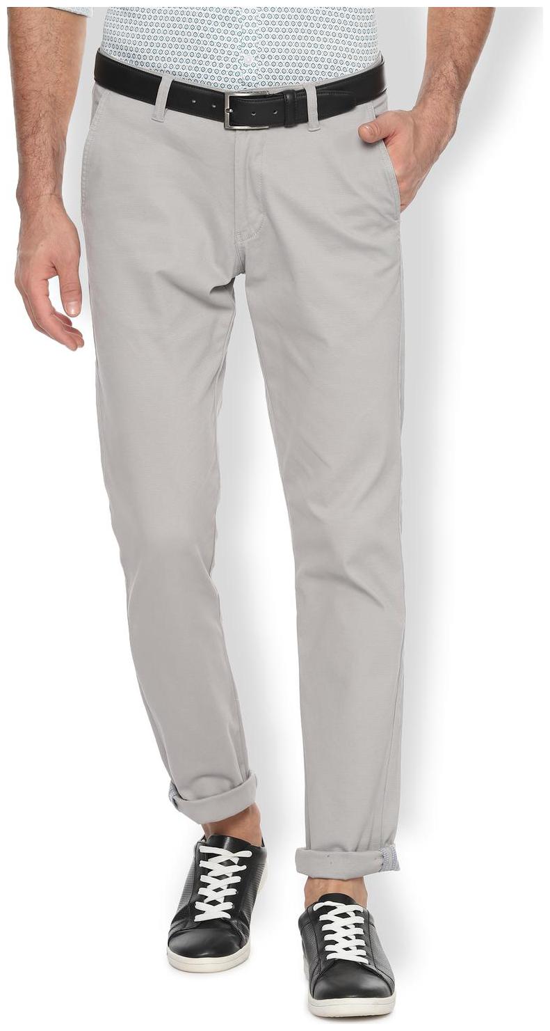 

Van Heusen Men Grey Textured Slim fit Regular trousers