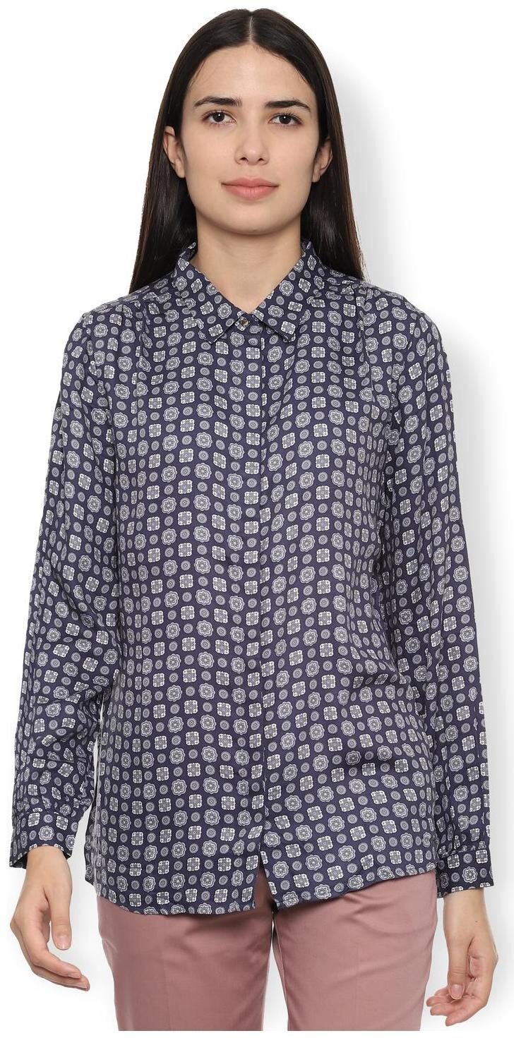 

Van Heusen Women Blue Printed Regular Fit Shirt