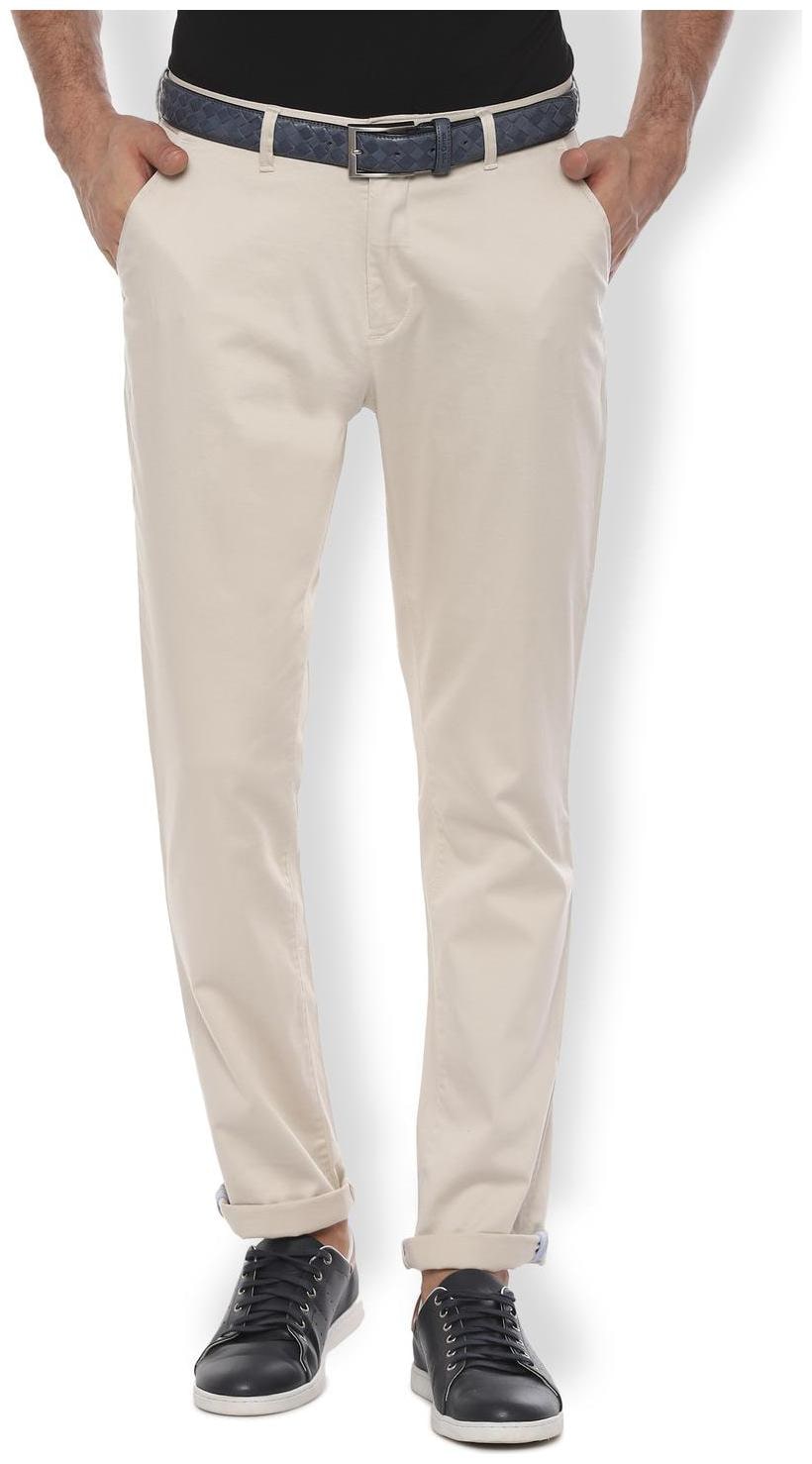 

Van Heusen Men Cream Solid Slim fit Regular trousers