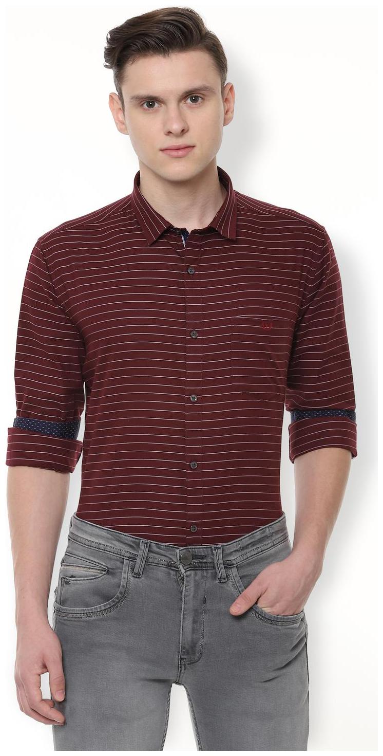 

Van Heusen Men Maroon Vertical Stripes Slim Fit Casual Shirt