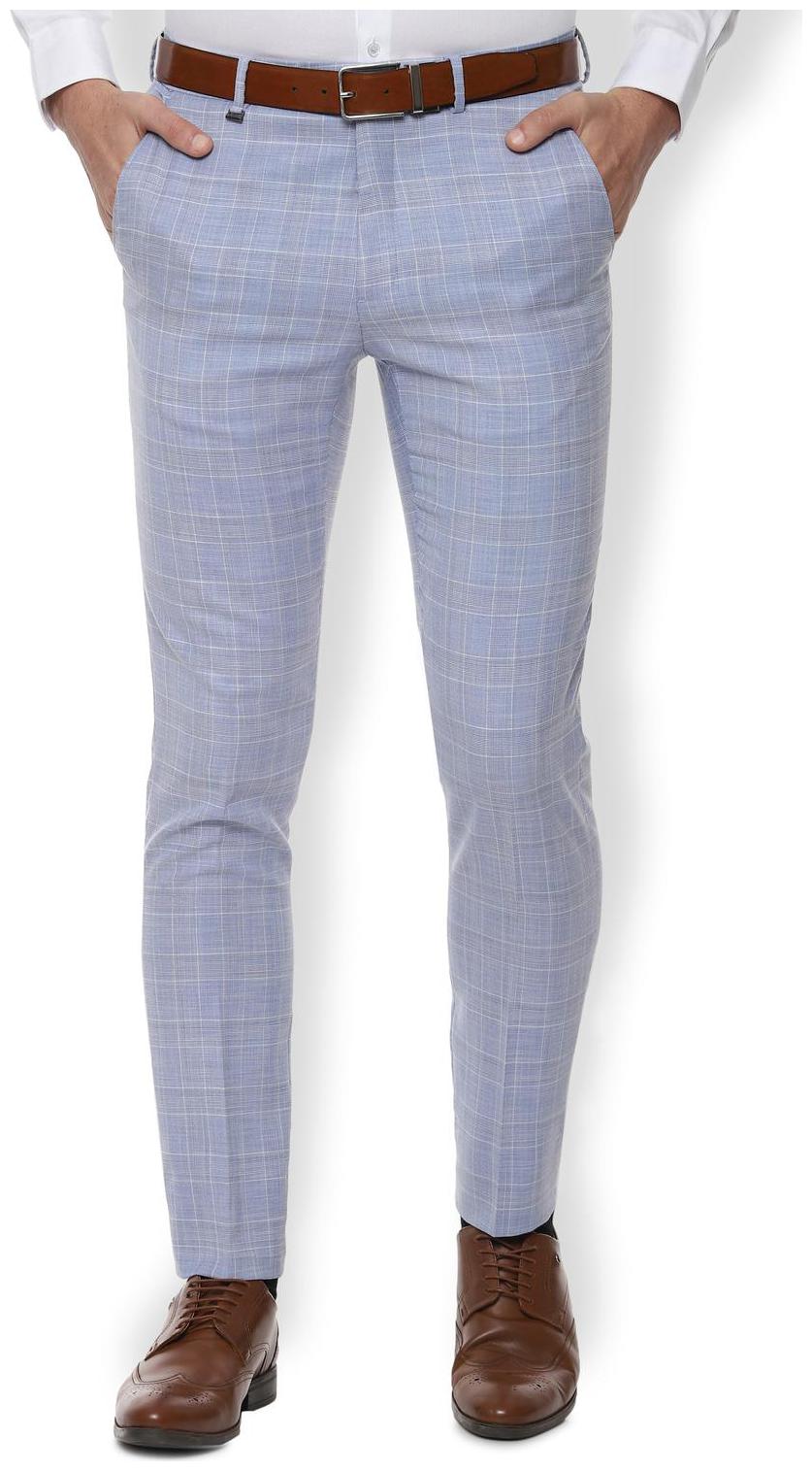 

Van Heusen Men Checked Slim Fit Formal Trouser - Blue