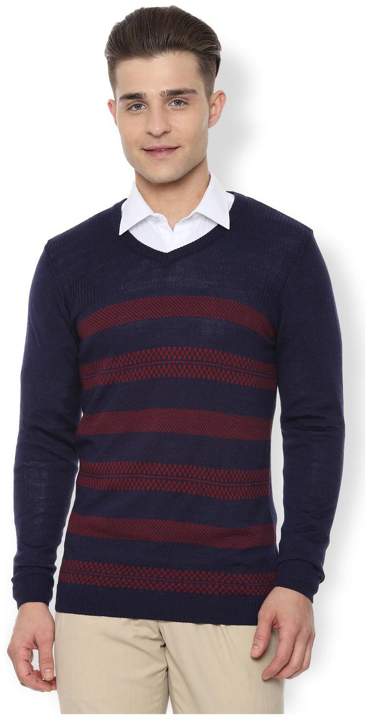 

Van Heusen Men Blue V neck Pullover