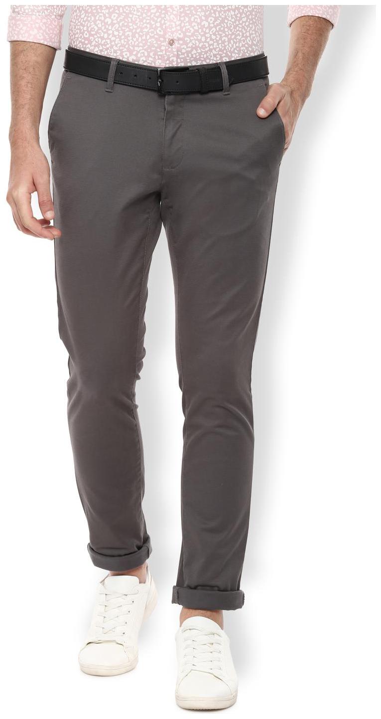 

Van Heusen Men Grey Textured Slim fit Regular trousers