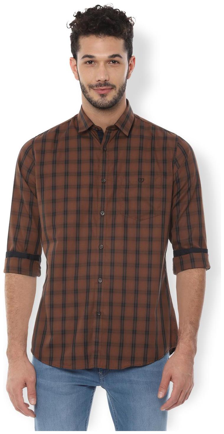 

Van Heusen Men Brown Black Checked Slim Fit Casual Shirt