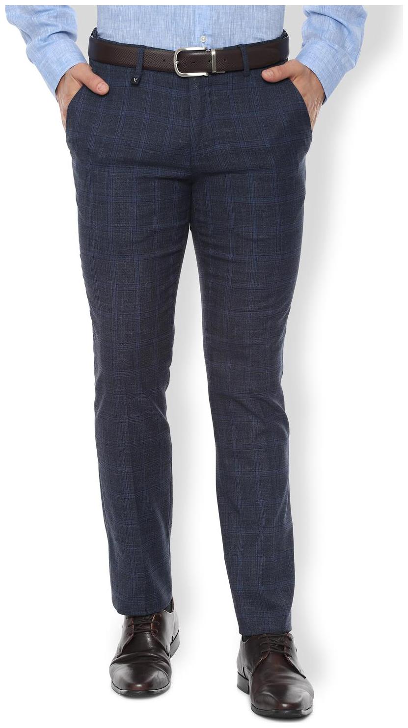 

Van Heusen Men Checked Skinny Fit Formal Trouser - Navy Blue