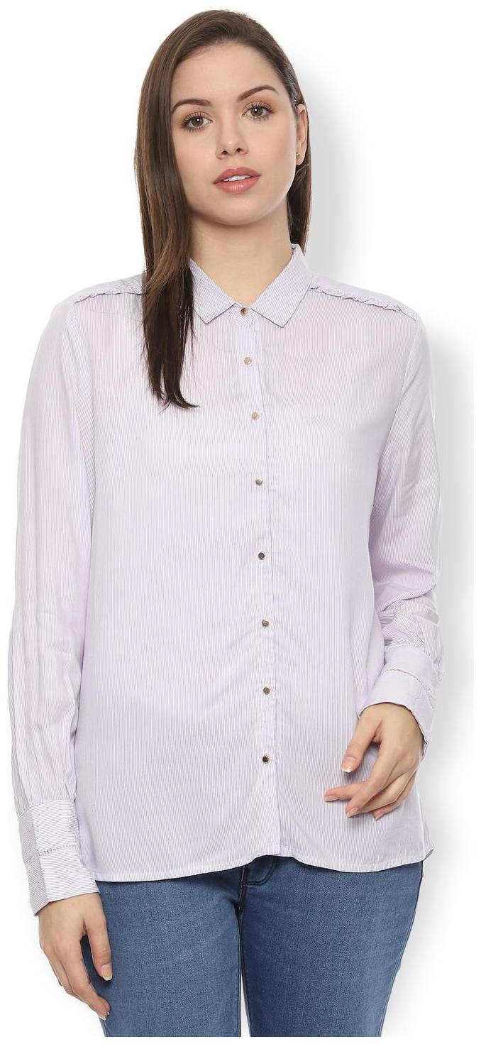 

Van Heusen Women White Striped Regular Fit Shirt