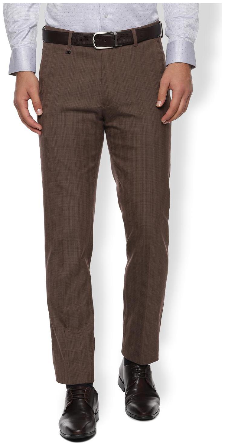 

Van Heusen Men Checked Slim Fit Formal Trouser - Brown