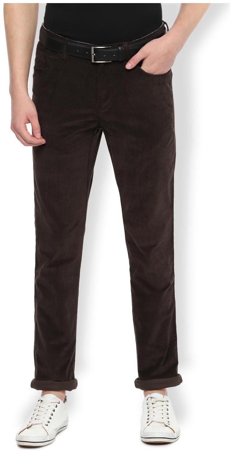 

Van Heusen Men Brown Textured Slim fit Regular trousers