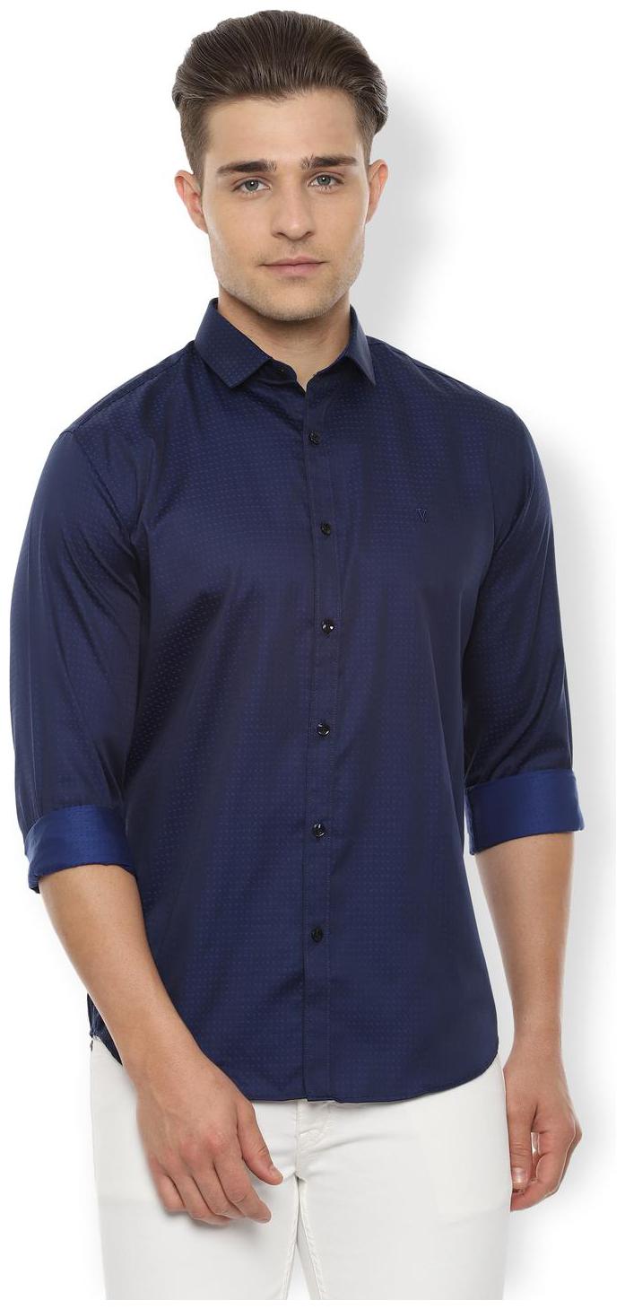 

Van Heusen Men Blue Weaved Slim Fit Casual Shirt