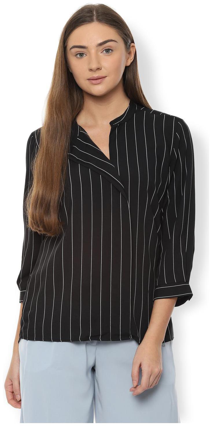 

Van Heusen Women Striped Regular top - Black