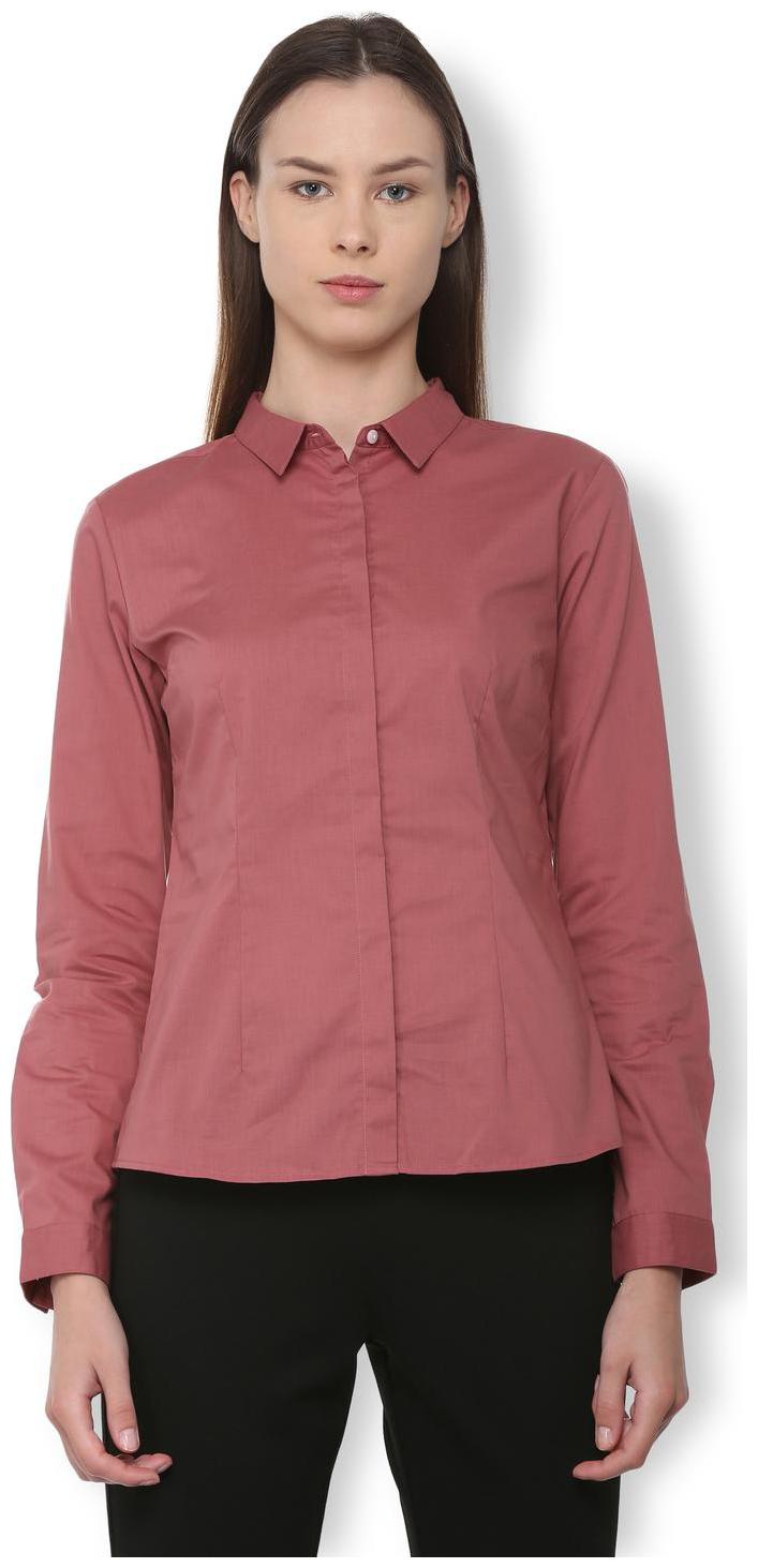 

Van Heusen Women Maroon Solid Regular Fit Shirt