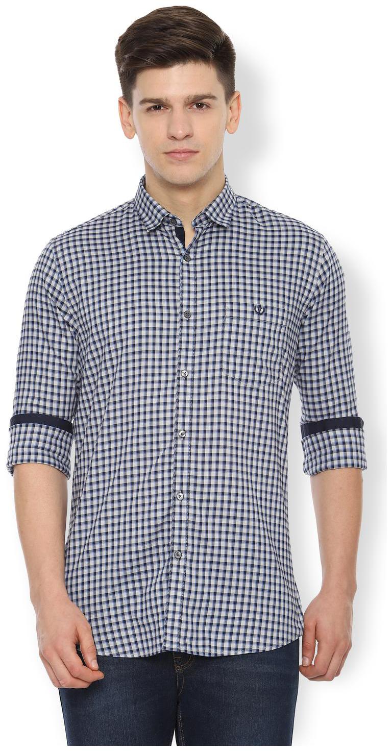 

Van Heusen Men White Black Checked Slim Fit Casual Shirt