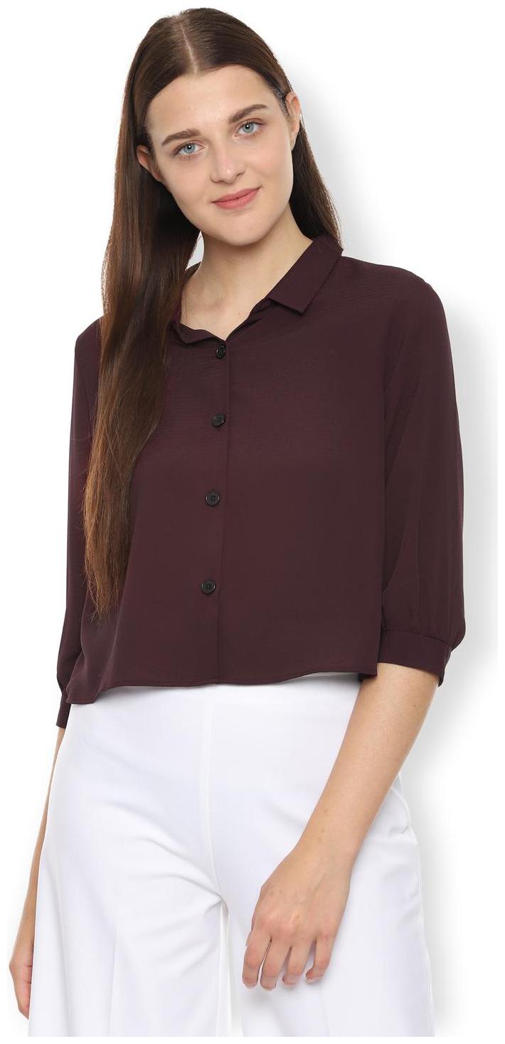

Van Heusen Women Maroon Solid Regular Fit Shirt