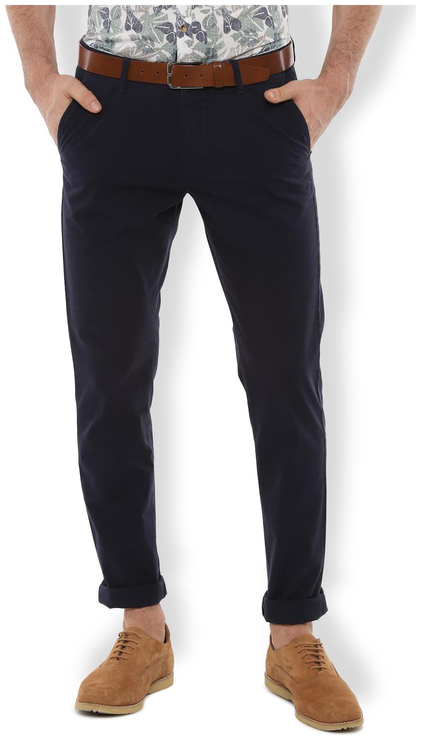 

Van Heusen Men Navy blue Textured Slim fit Regular trousers