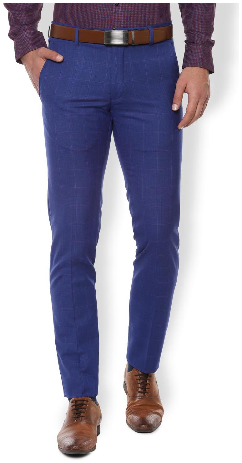 

Van Heusen Men Checked Slim Fit Formal Trouser - Blue
