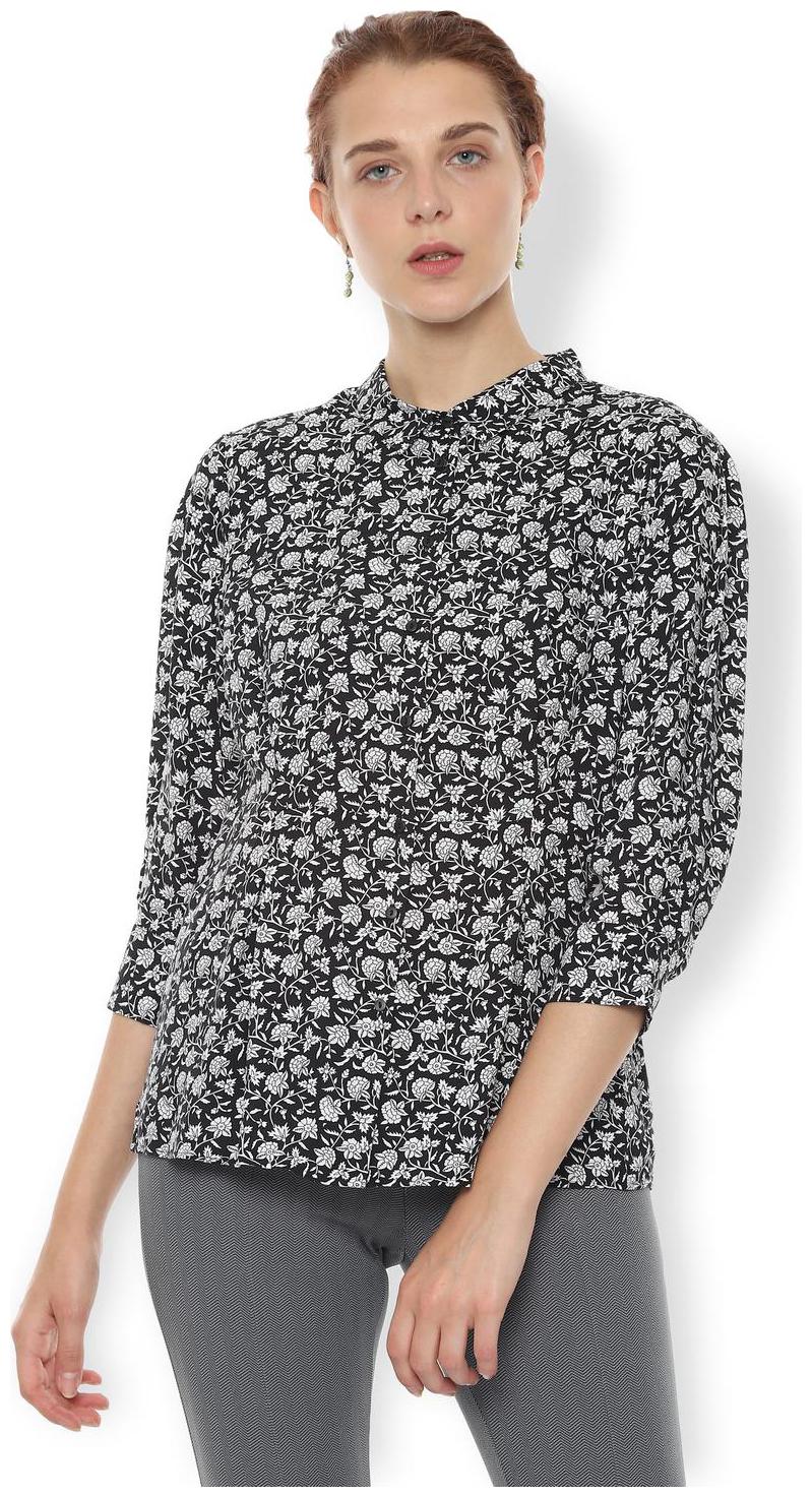 

Van Heusen Women Black Printed Regular Fit Shirt