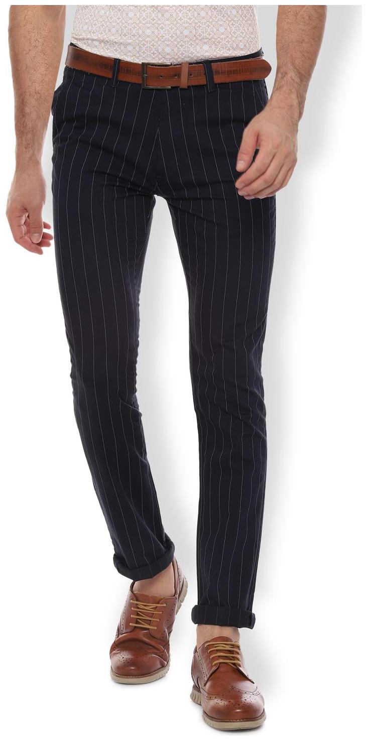 

Van Heusen Men Blue Striped Slim fit Regular trousers