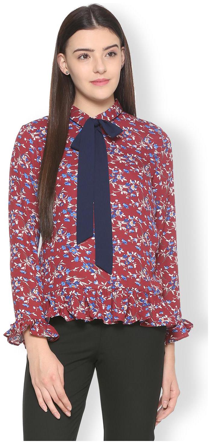 

Van Heusen Women Printed Regular top - Maroon