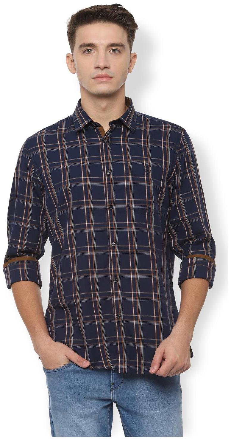 

Van Heusen Men Blue Checked Slim Fit Casual Shirt