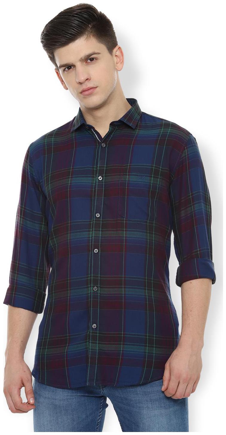 

Van Heusen Men Blue Checked Slim Fit Casual Shirt