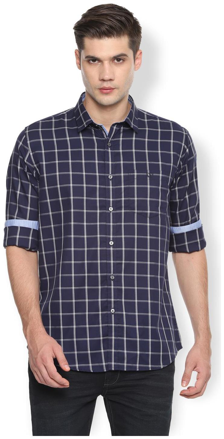 

Van Heusen Men Blue Checked Slim Fit Casual Shirt