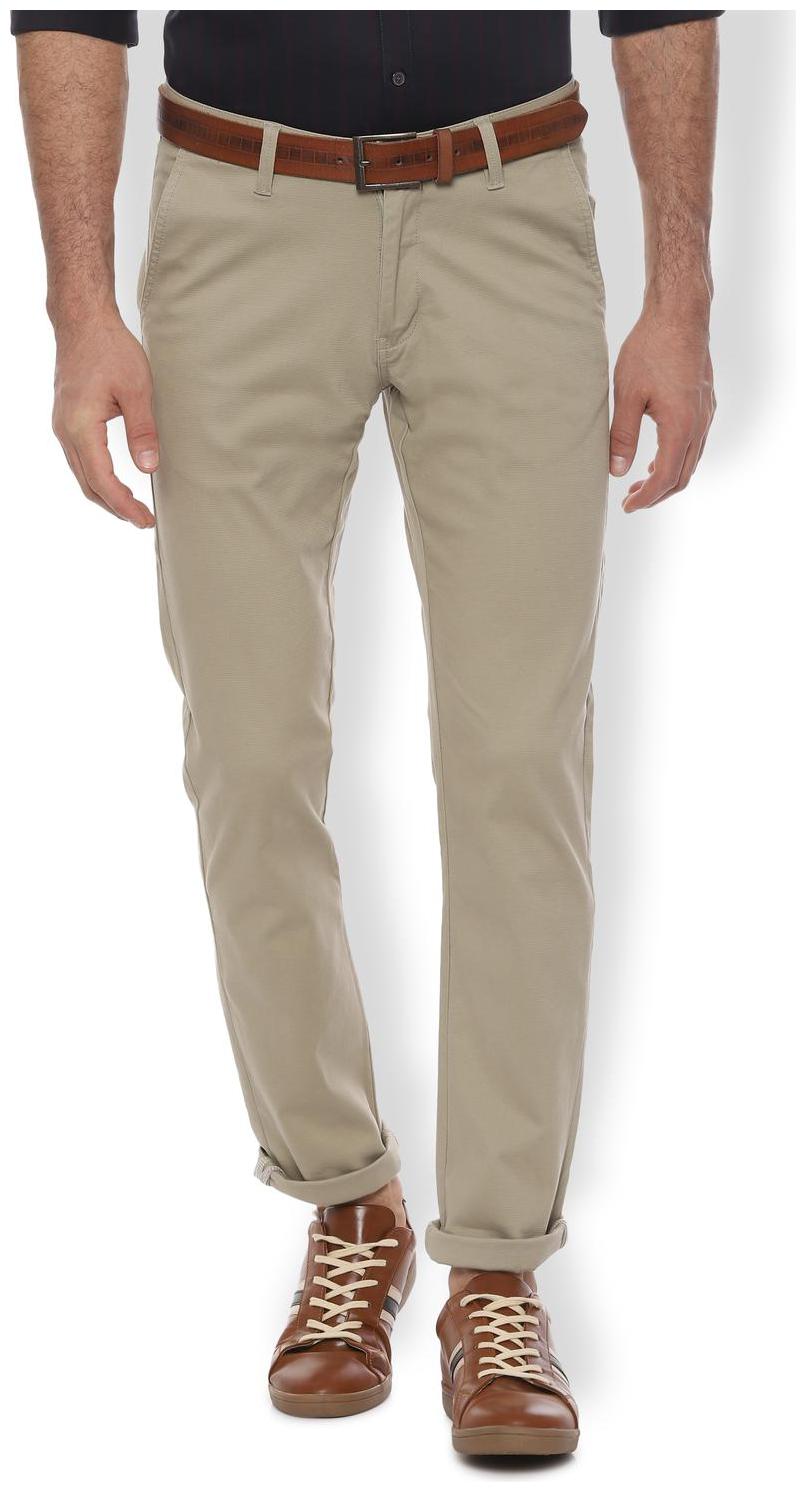 

Van Heusen Men Beige Textured Slim fit Regular trousers