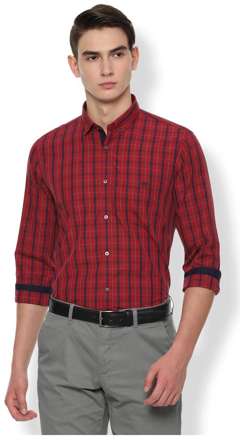 

Van Heusen Men Red Checked Slim Fit Casual Shirt