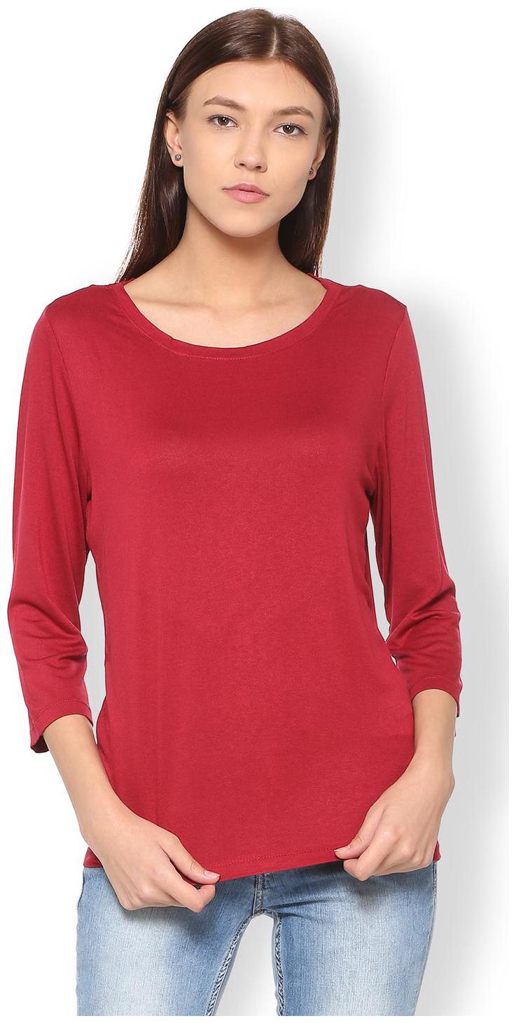 

Van Heusen Women Solid Regular top - Maroon