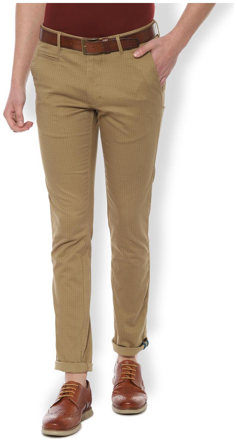 

Van Heusen Men Beige Checked Slim fit Regular trousers