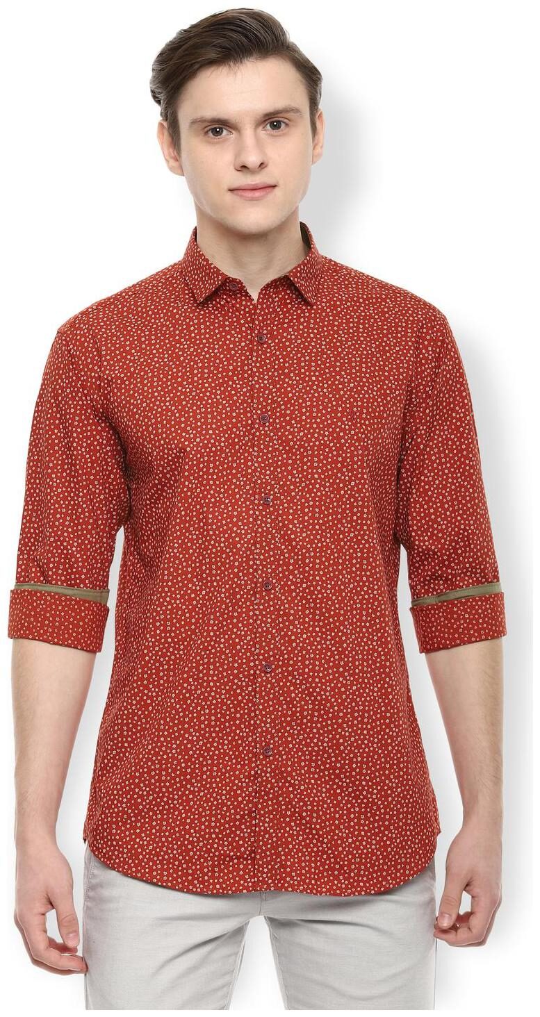 

Van Heusen Men Orange Printed Slim Fit Casual Shirt