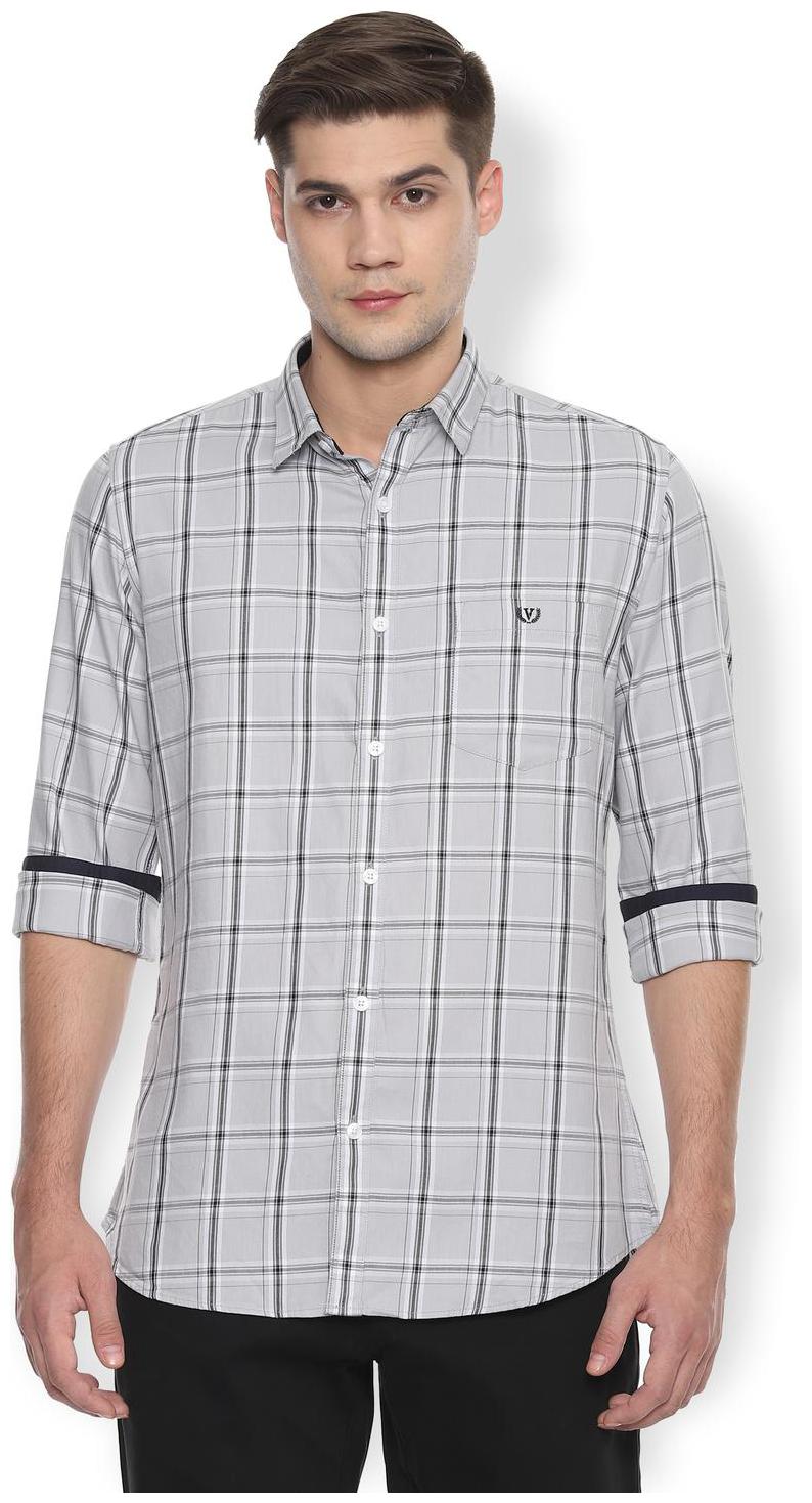 

Van Heusen Men Grey Checked Slim Fit Casual Shirt
