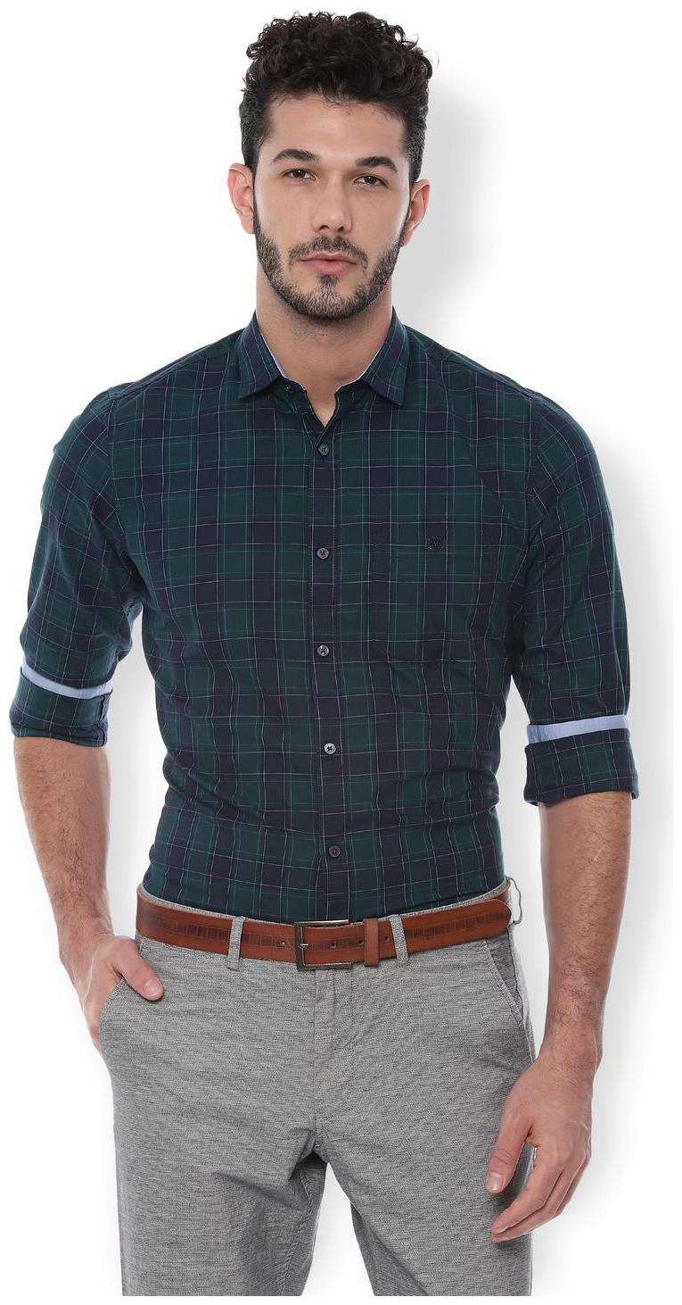 

Van Heusen Men Green Checked Slim Fit Casual Shirt