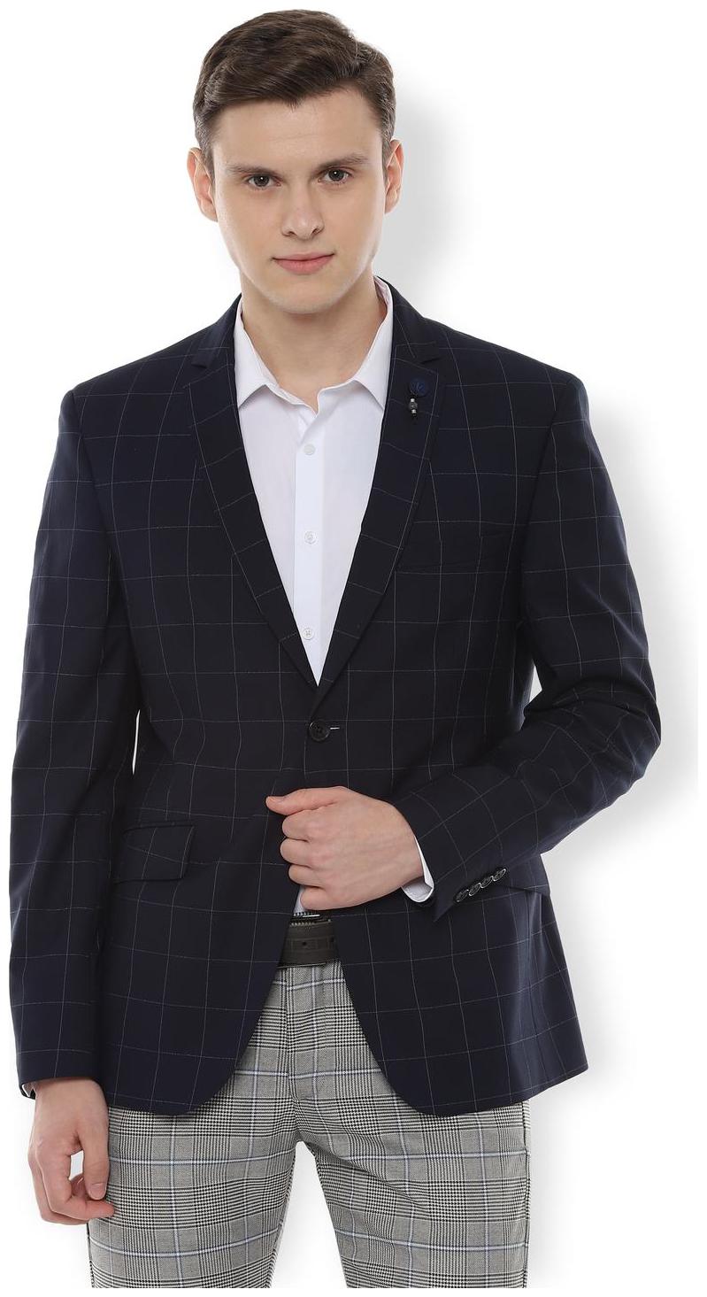 

Van Heusen Men Blended Double Breasted Blazer Blue