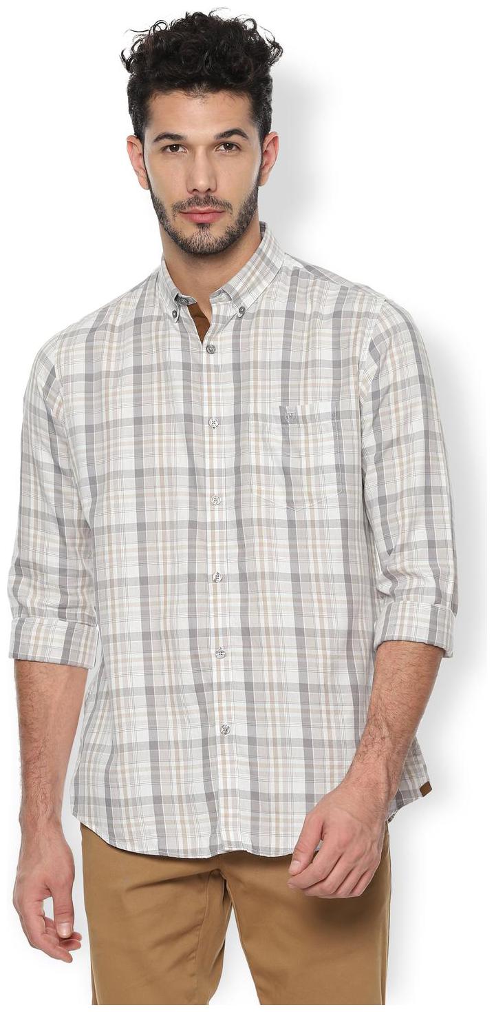 

Van Heusen Men Grey Checked Slim Fit Casual Shirt