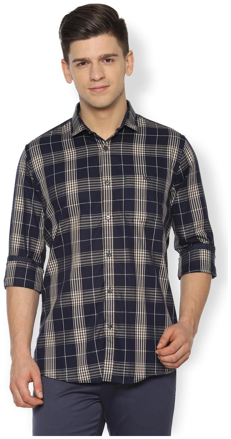 

Van Heusen Men Blue Checked Slim Fit Casual Shirt