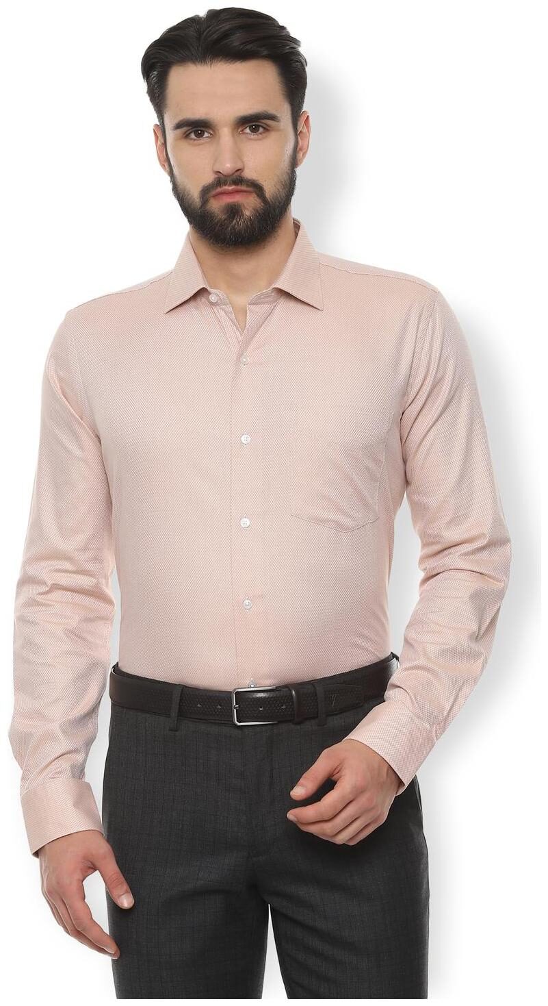 

Van Heusen Men Beige Textured Slim Fit Casual Shirt