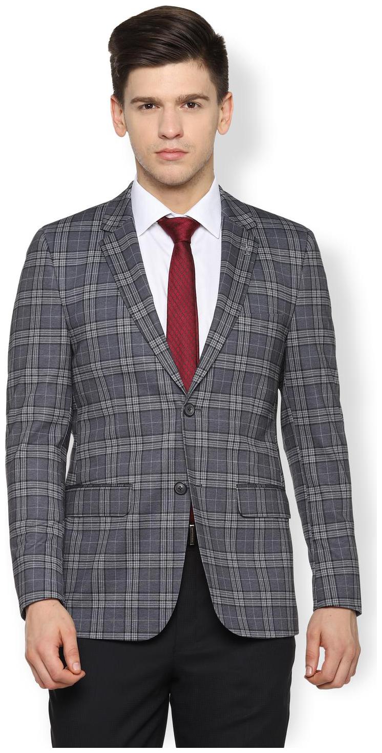 

Van Heusen Men Blended Double Breasted Blazer Grey