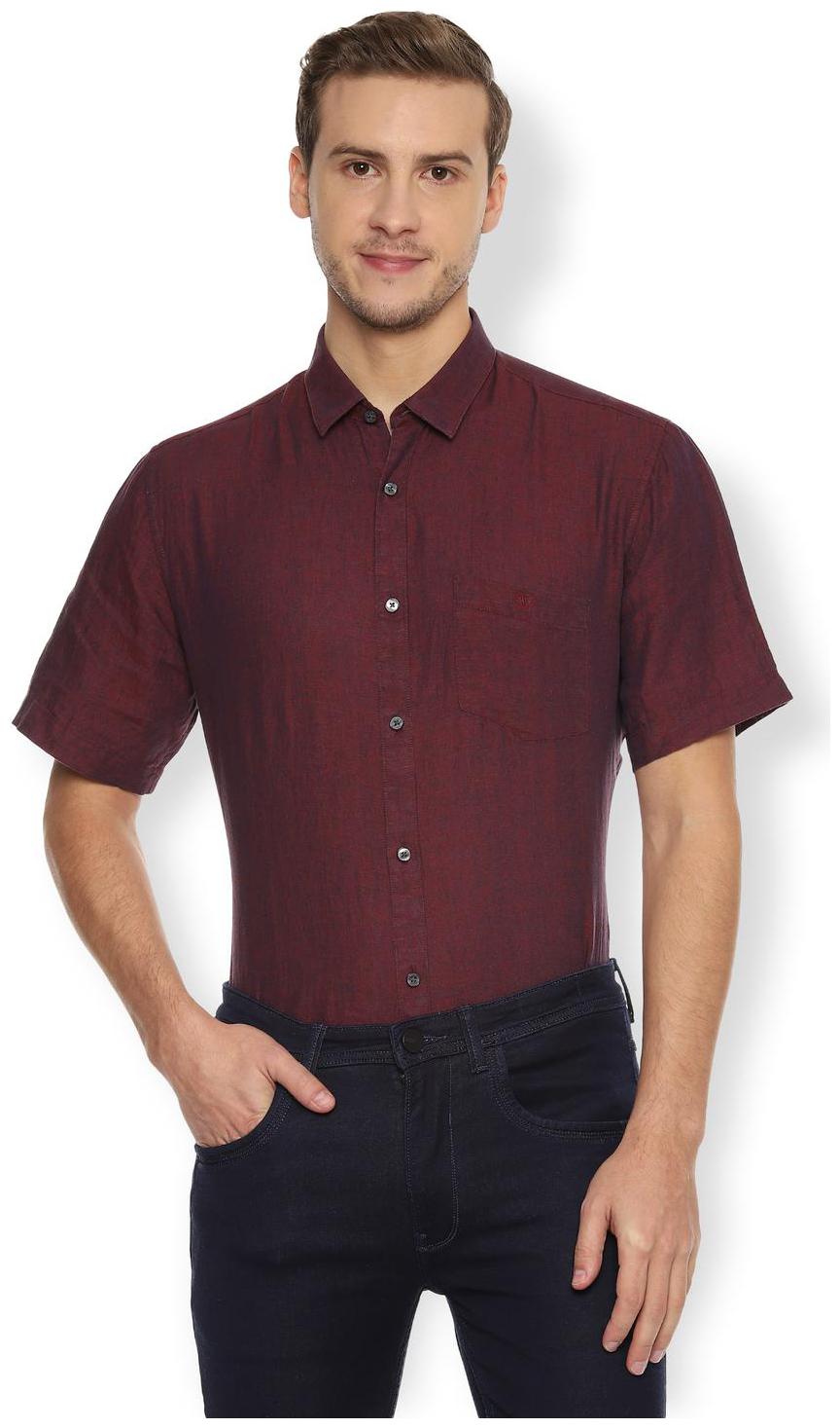 

Van Heusen Men Maroon Weaved Slim Fit Casual Shirt