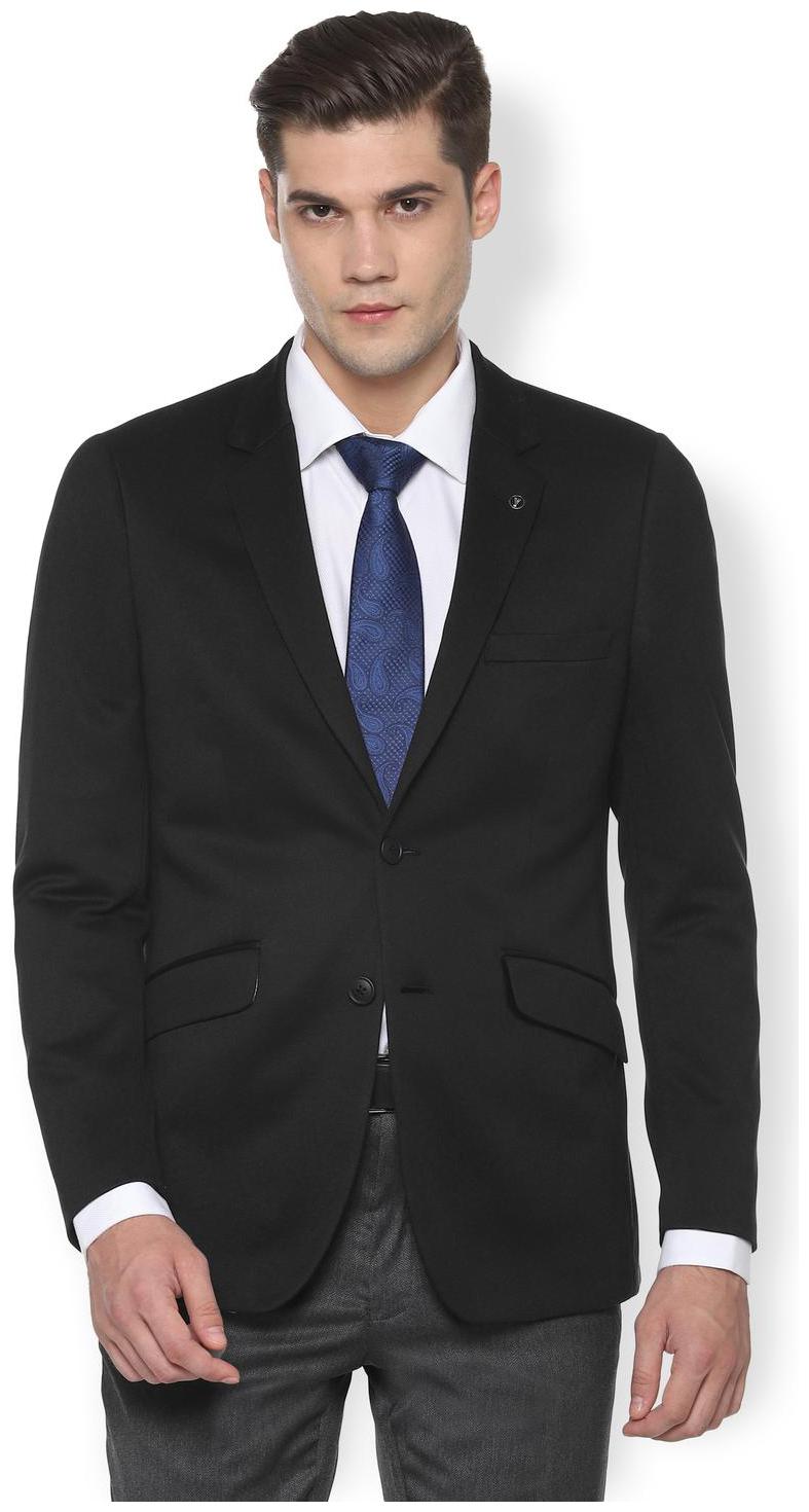 

Van Heusen Men Black Textured Slim fit Single Breasted Blazer