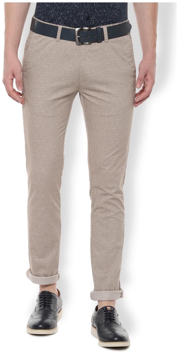 

Van Heusen Men Beige Printed Skinny fit Regular trousers