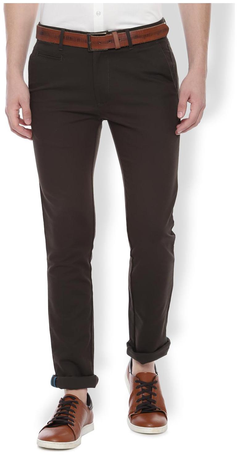 

Van Heusen Men Brown Textured Slim fit Regular trousers