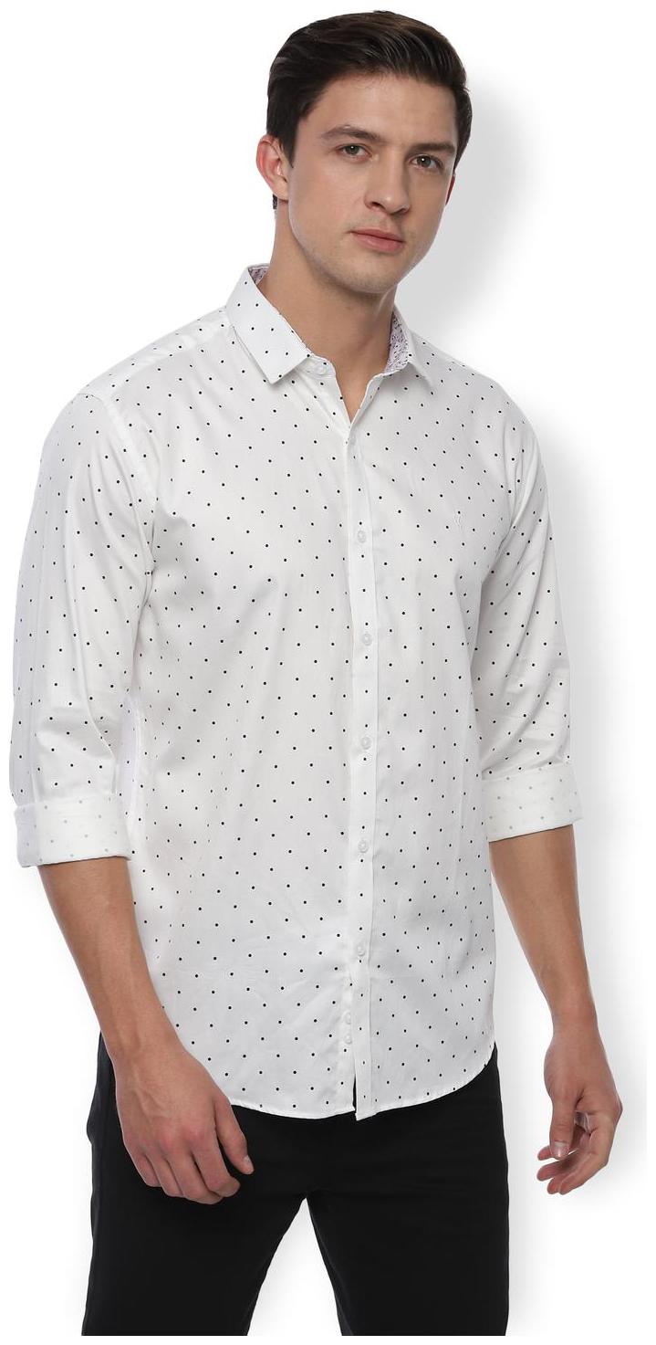 

Van Heusen Men White Polka Dots Slim Fit Casual Shirt