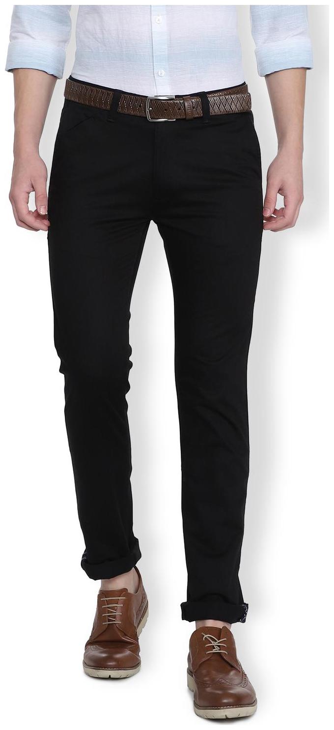 

Van Heusen Men Black Solid Slim fit Regular trousers