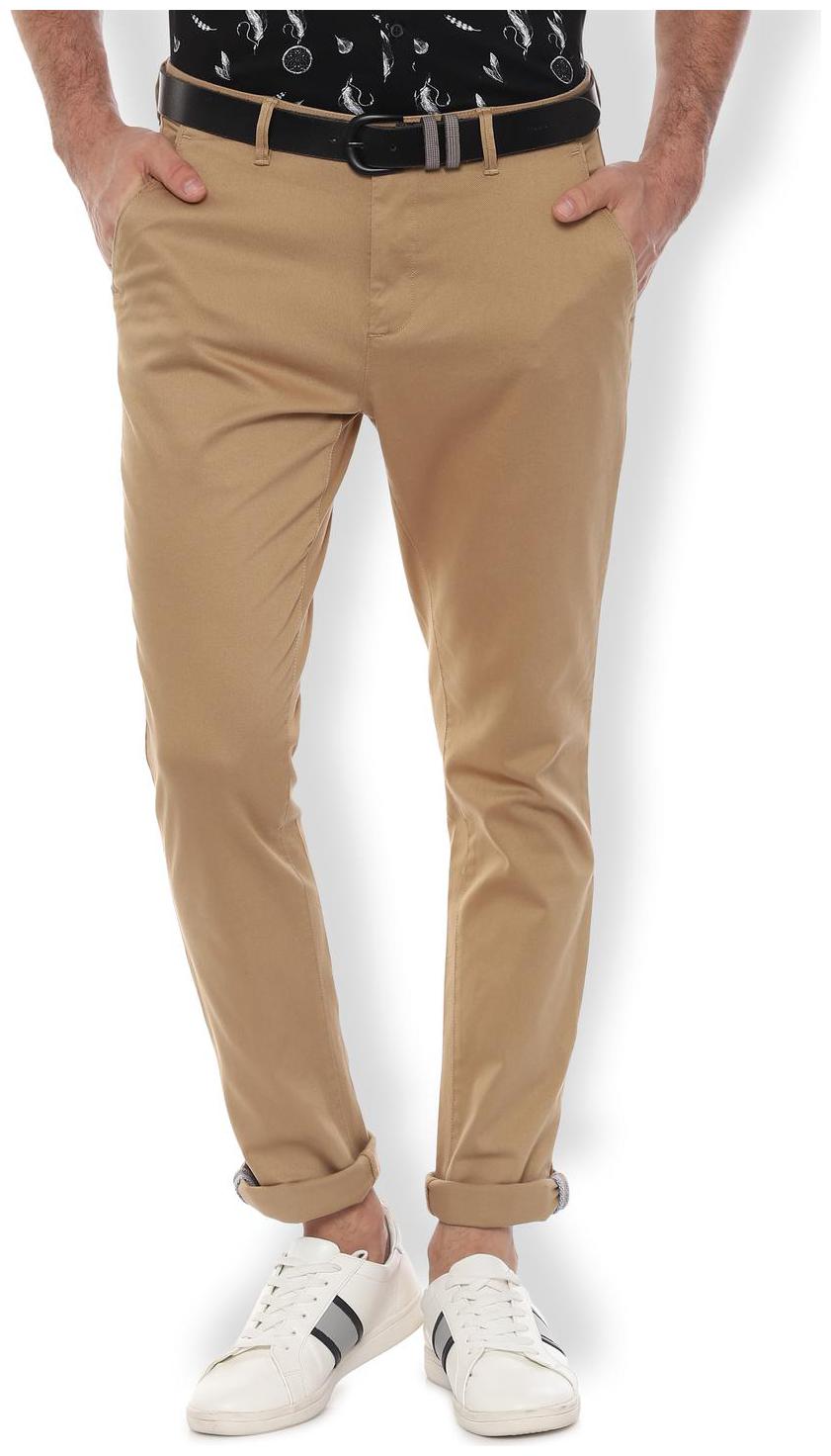 

Van Heusen Men Beige Textured Slim fit Regular trousers